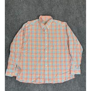 Gitman Bros Shirt Men's Large Orange BluebPlaid Check Button Down Size XL
